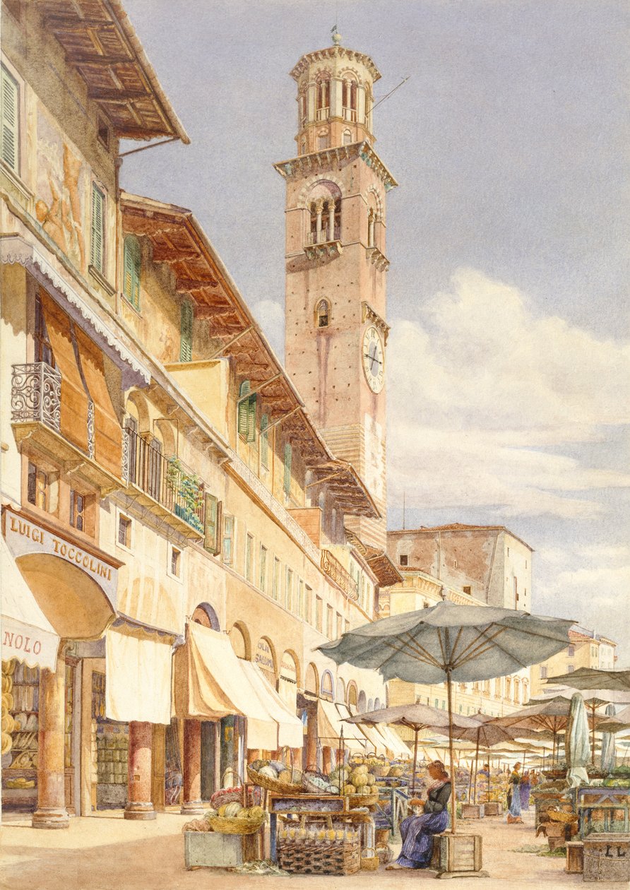 A Piazza delle Erbe, Verona, junho-setembro de 1884 de Frank Randal