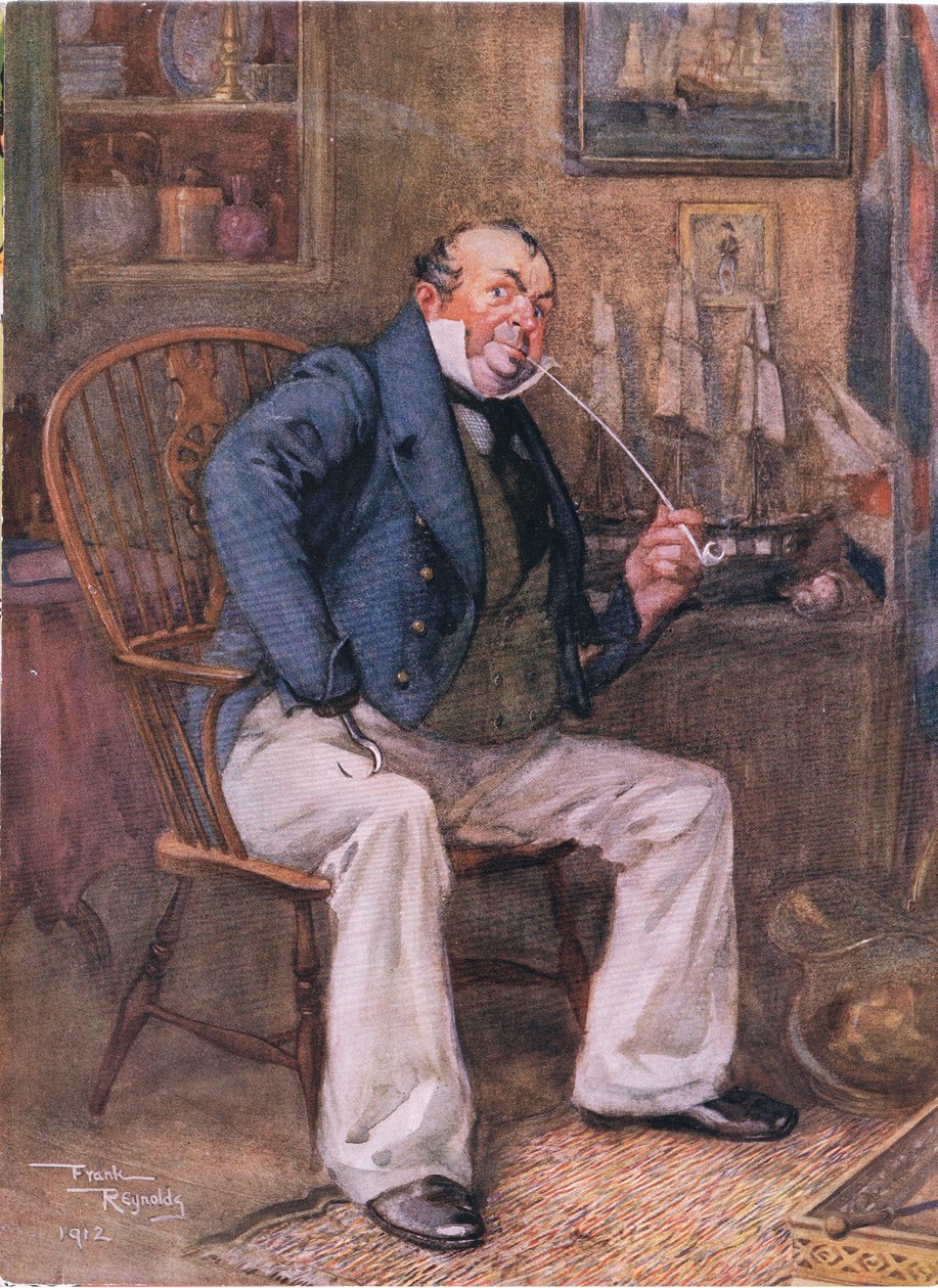Capitão Cuttle (Dombey e Filhos) (litografia a cores) de Frank Reynolds
