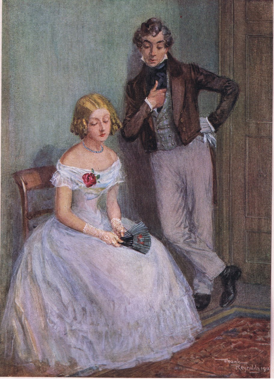 "Tenho a certeza de que não sei o que quer dizer, Sr. Swiveller", disse Miss Sophy com os olhos baixos , c.1920 (litografia a cores) de Frank Reynolds