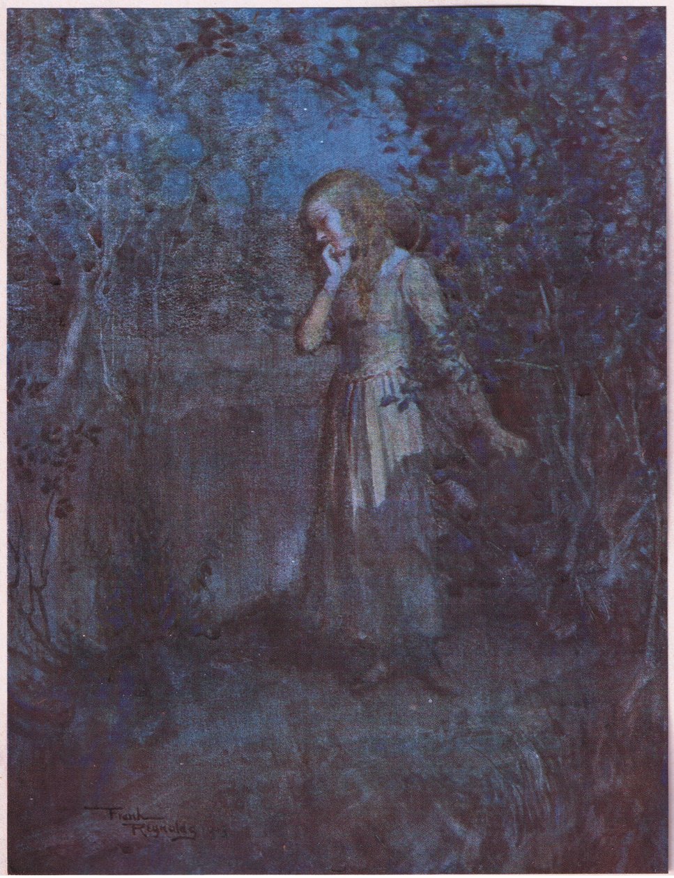 A luz tinha-se transformado em escuridão e o entardecer em noite, c.1920 (litografia a cores) de Frank Reynolds
