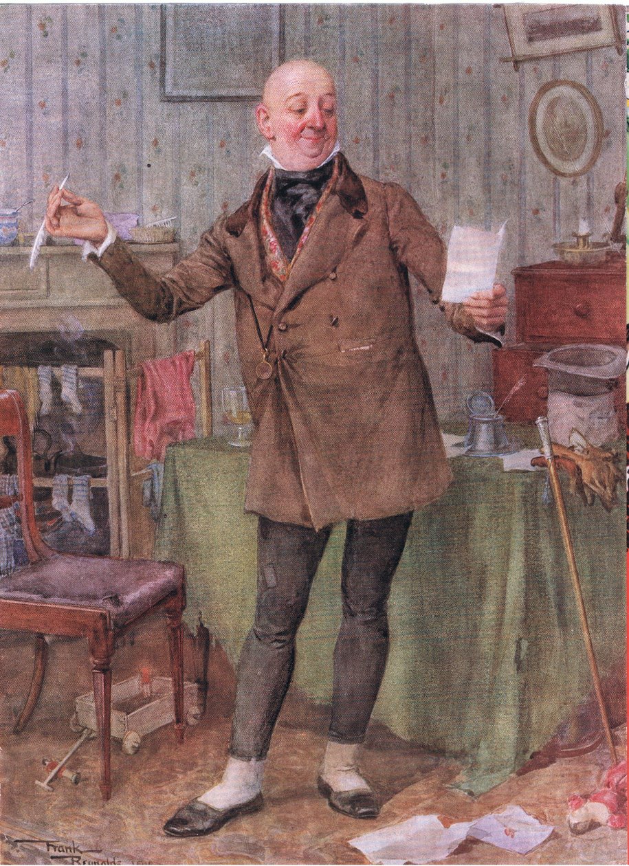 Mr Micawber (David Copperfield) (litografia a cores) de Frank Reynolds