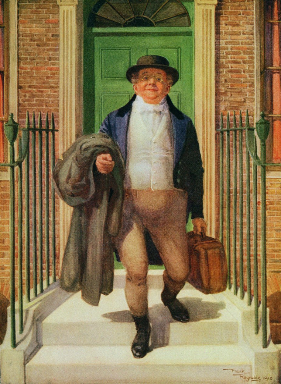 Sr. Pickwick a sair de casa de Frank Reynolds