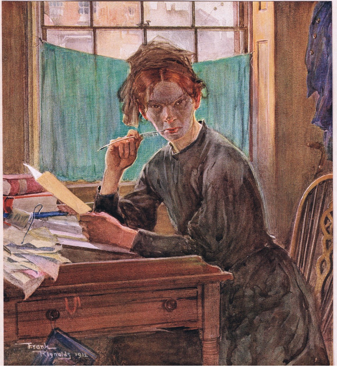 Sally Brass, c.1920 (litografia a cores) de Frank Reynolds