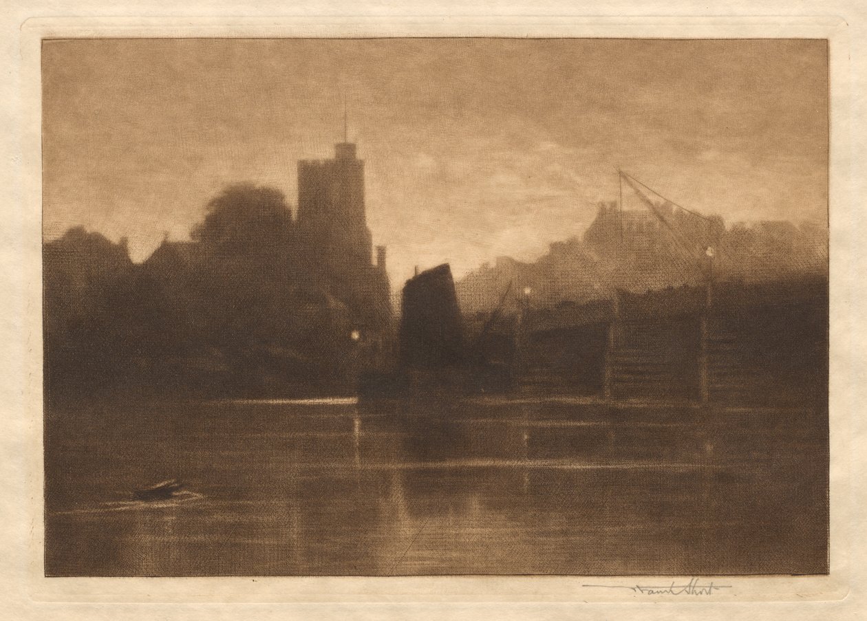 Maré baixa, Putney Bridge, 1885. de Frank Short