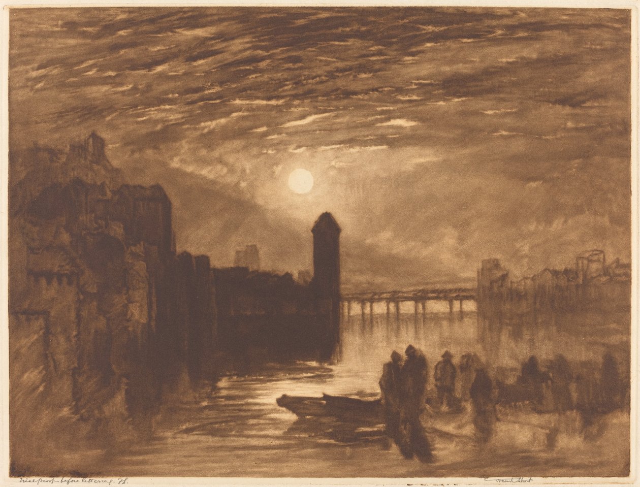 Luar em um rio de Frank Short, after Joseph Mallord William Turner