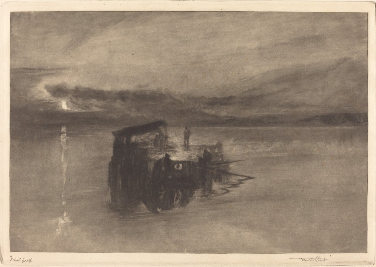 A balsa de madeira no Reno de Frank Short, after Joseph Mallord William Turner