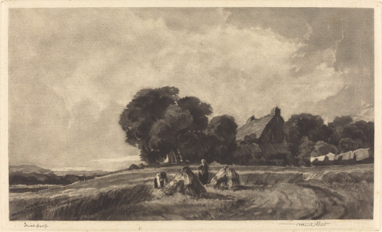 Casa de campo e colheitadeiras de Frank Short, after Peter De Wint