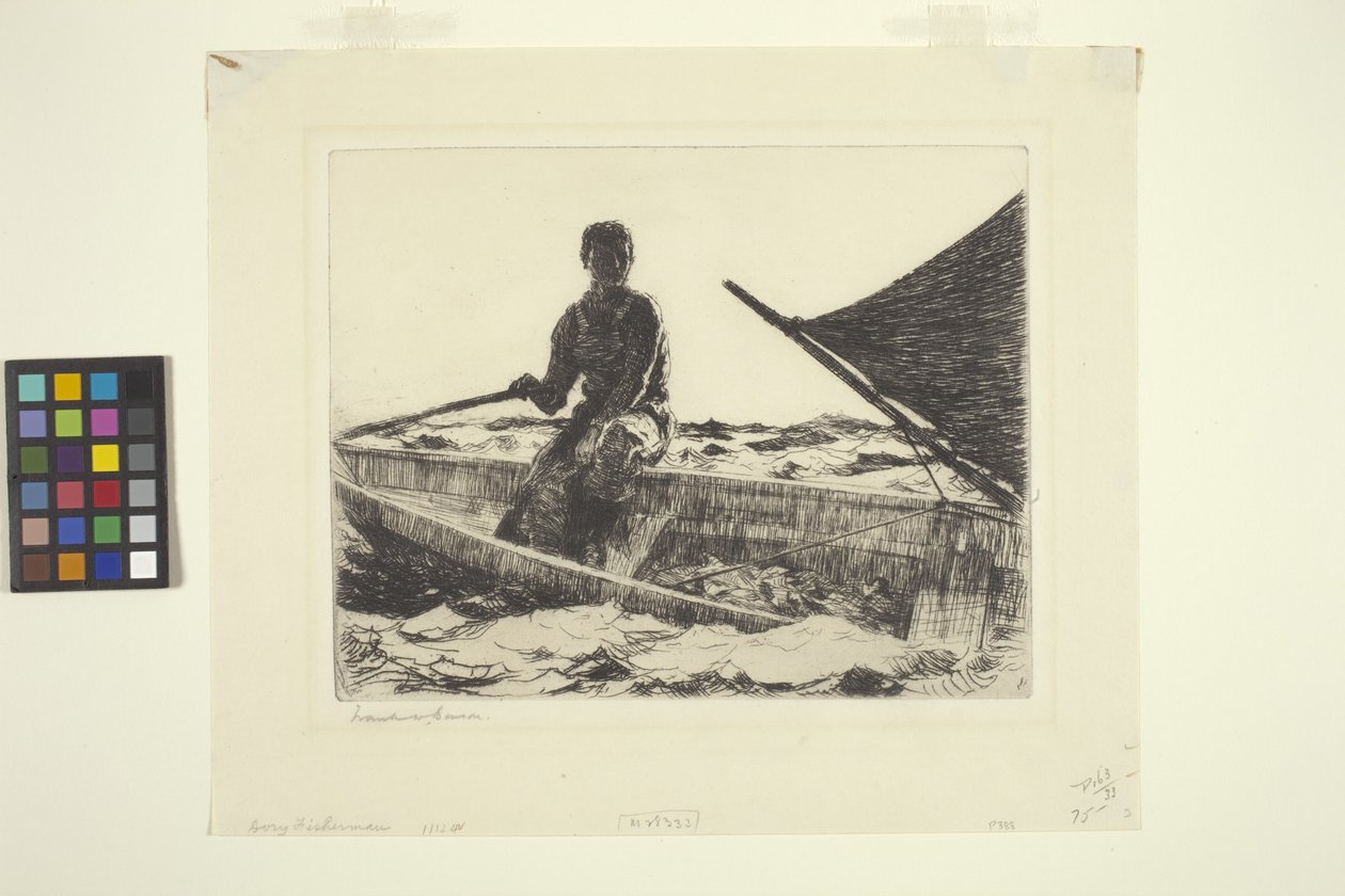 Pescador de Peixe-Dory (tinta sobre papel) de Frank Weston Benson