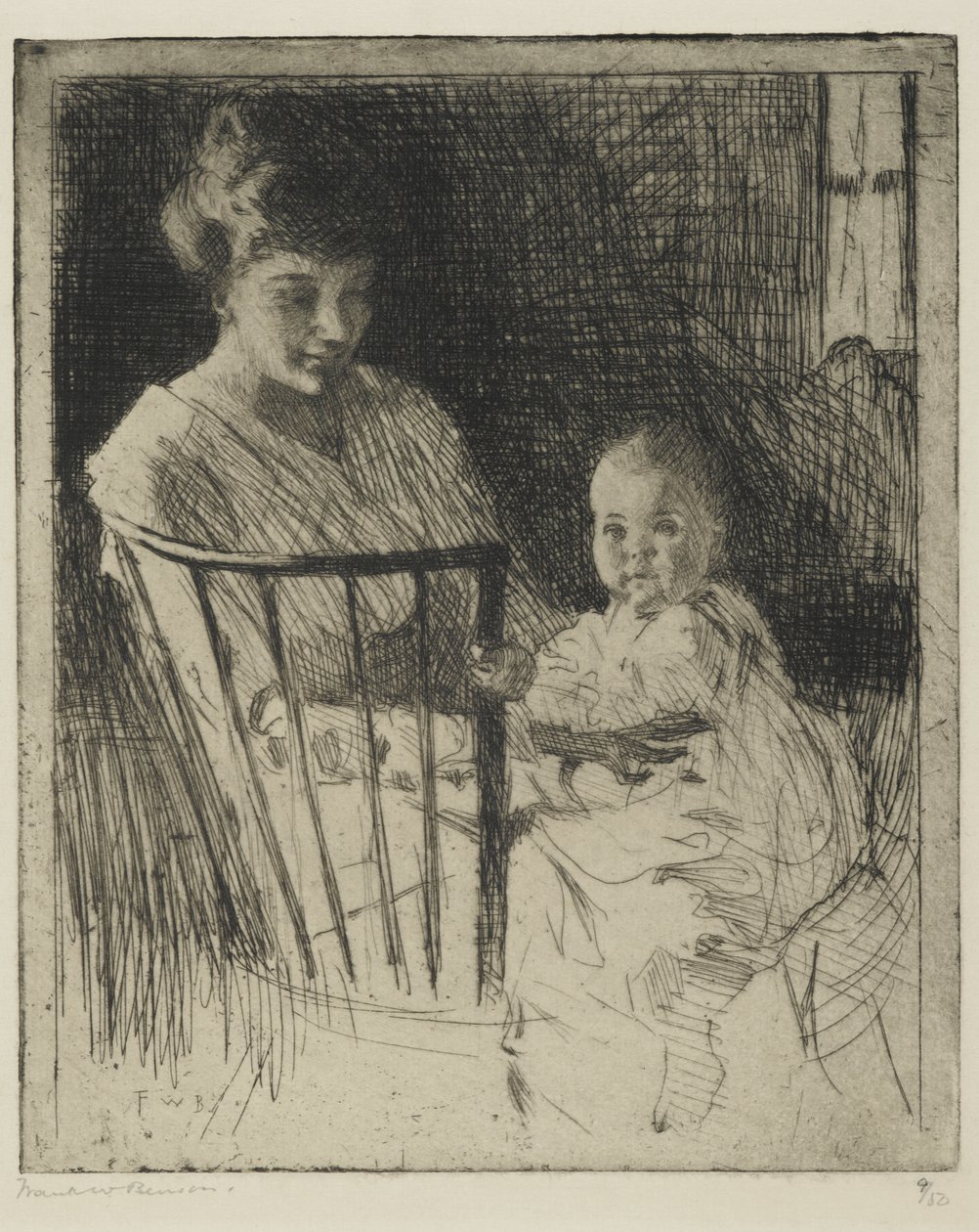 Mãe e Filho (gravura com algum ponto seco) de Frank Weston Benson
