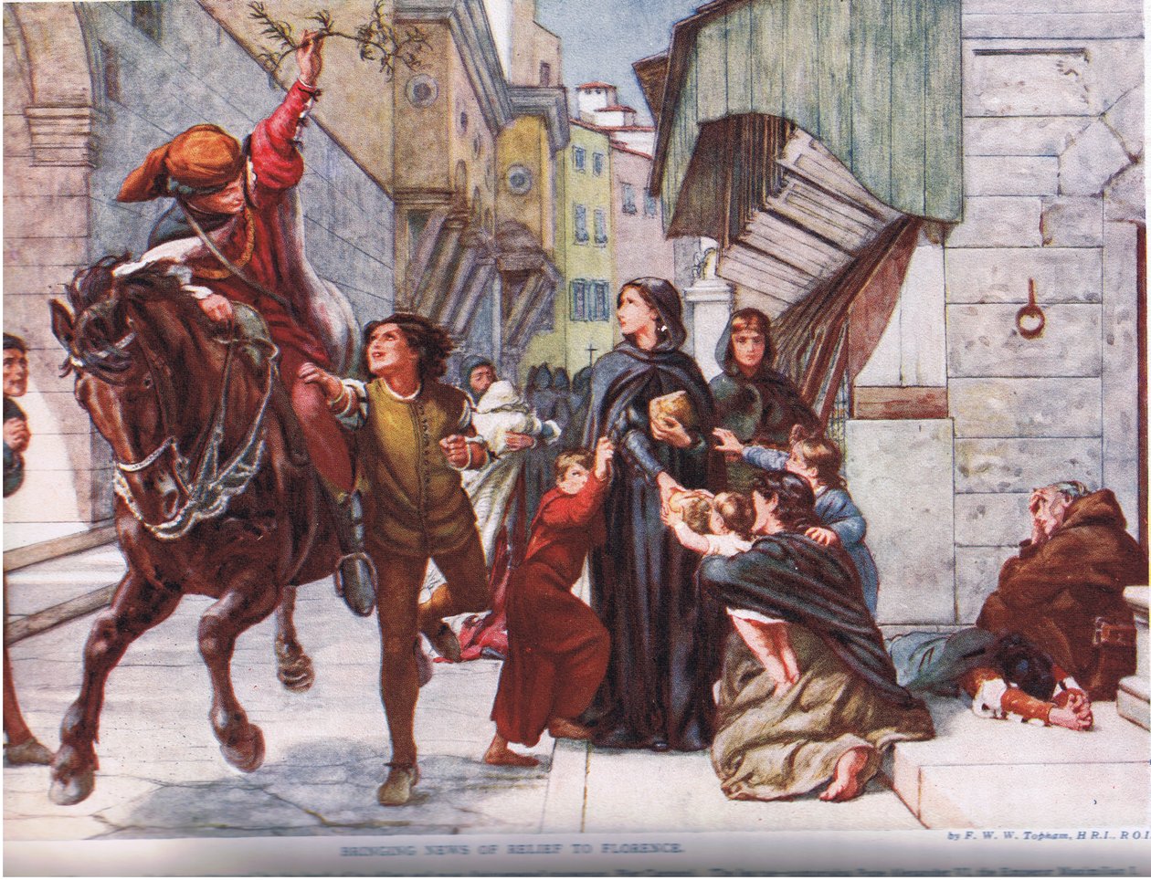 Trazer Notícias de Alívio para Florença, ilustração da "História das Nações de Hutchinson" de Frank William Warwick Topham