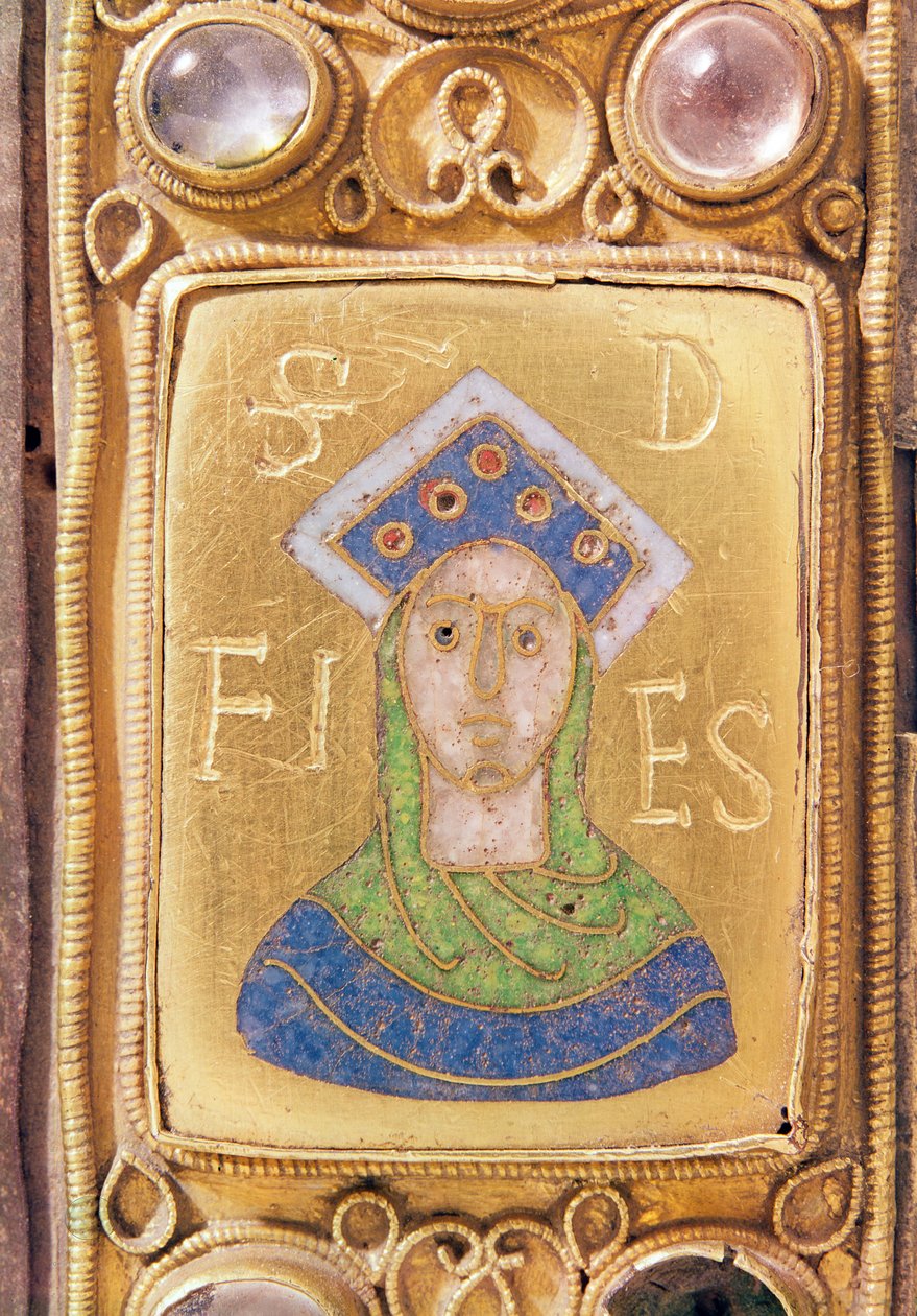 St. Foy, detalhe de um altar portátil, c.1100 (ouro e esmalte) de Frankish School