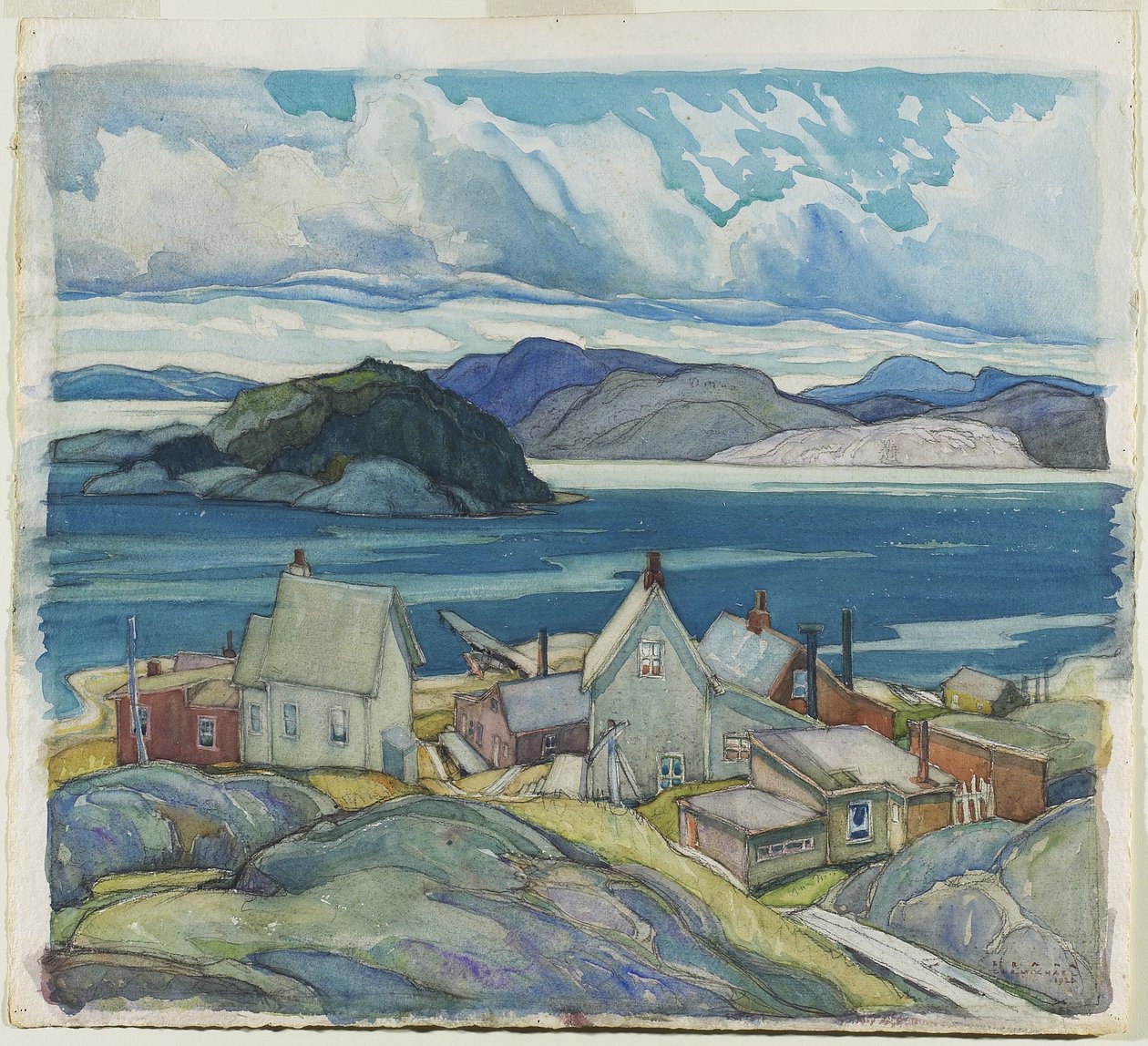 Jackfish Village, 1926 (wc e grafite sobre papel) de Franklin Carmichael