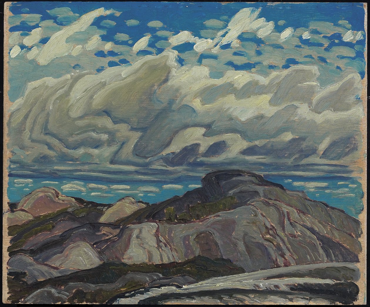 Outubro, Cranberry Hills, 1943 (óleo no painel de compensado) de Franklin Carmichael