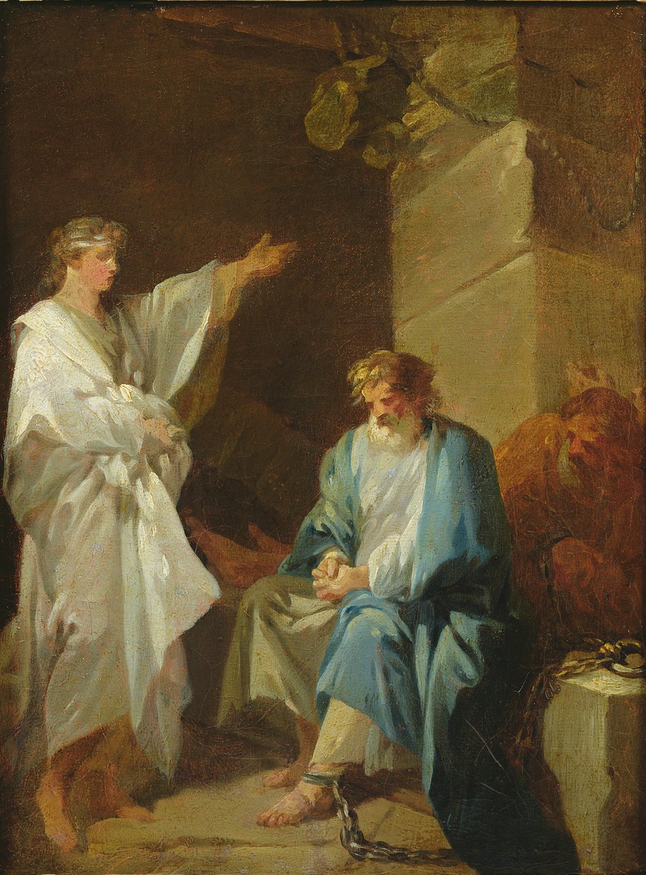 São Sebastião pregando a fé de Diocleciano nas prisões de François André Vincent