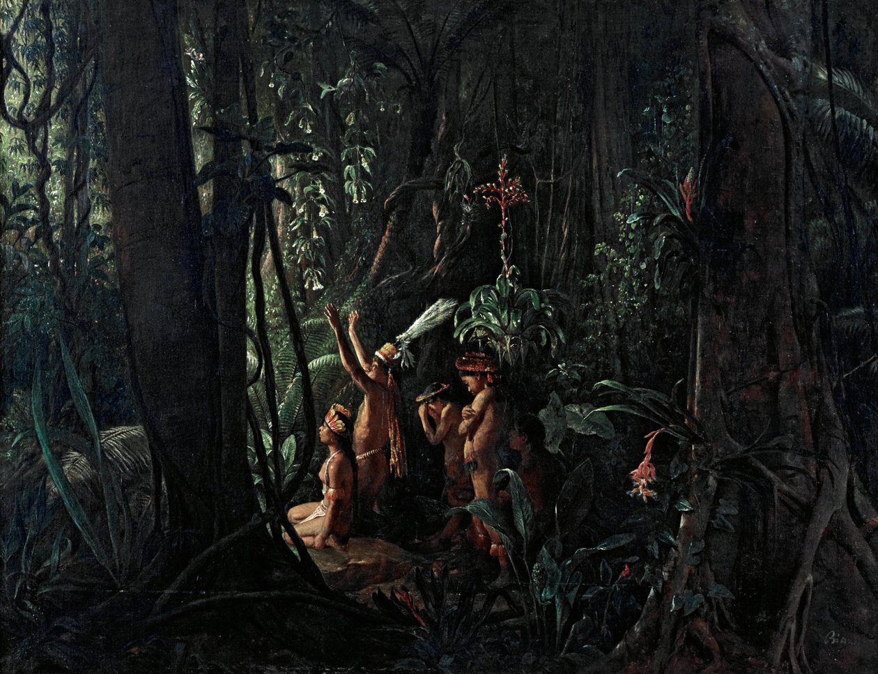 Índios da Amazônia adoram o deus sol de François Auguste Biard