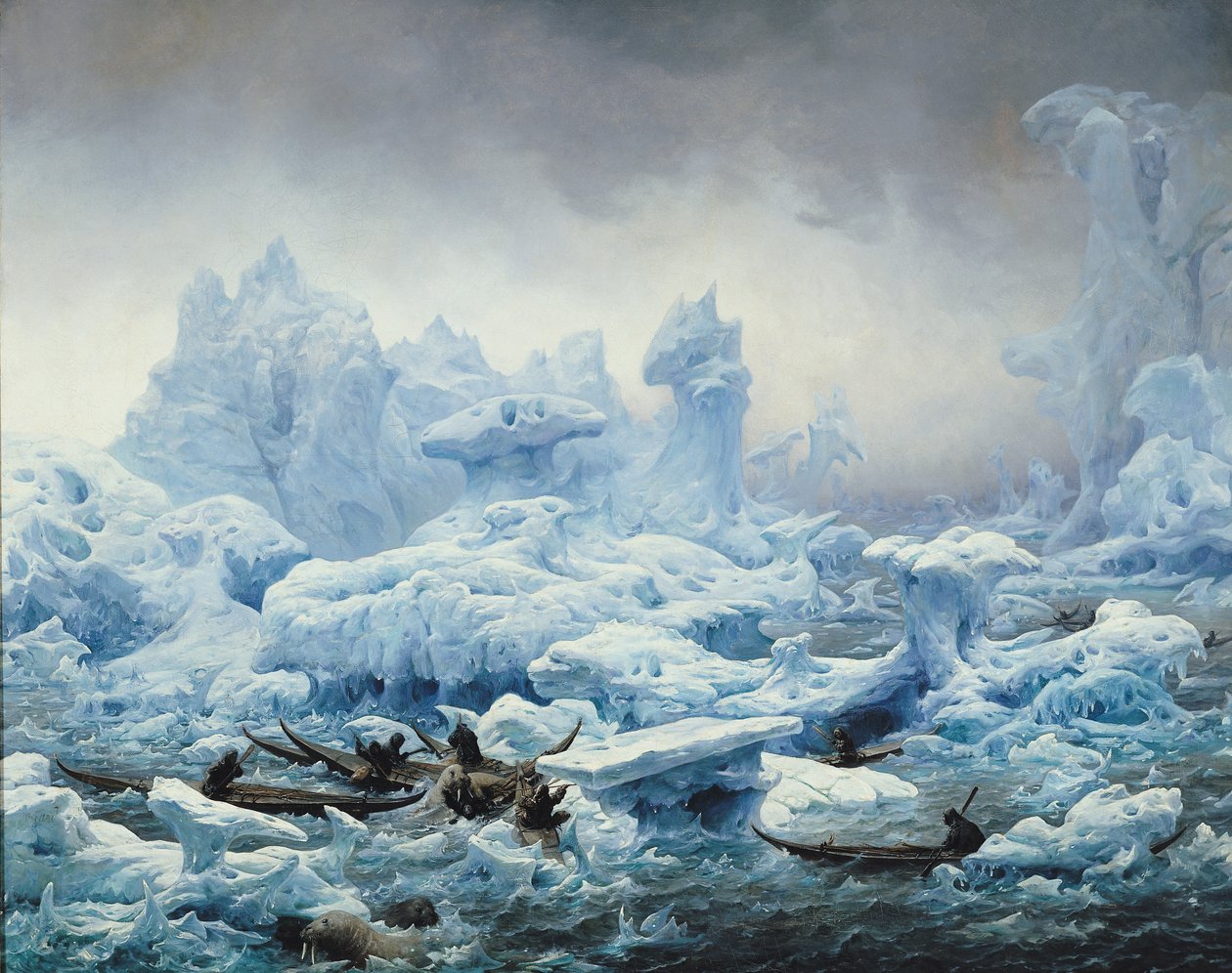 Pesca de morsa no oceano Ártico, 1841 de François Auguste Biard