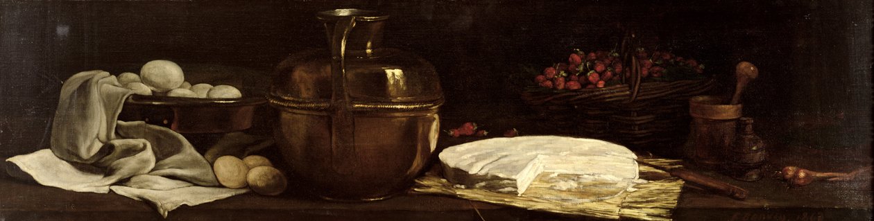 Ainda vida com queijo Brie, 1863 de François Bonvin