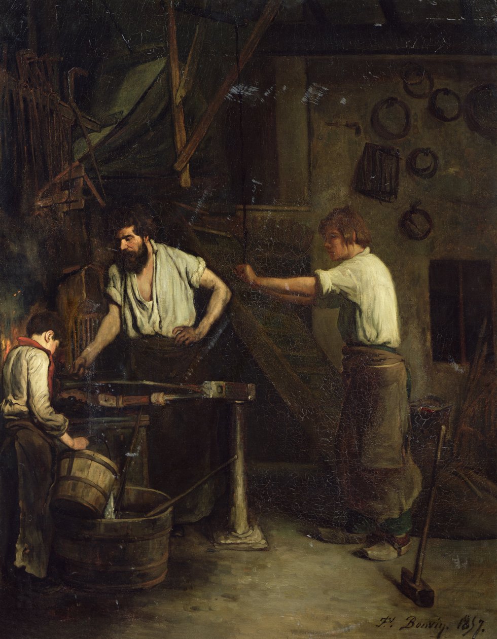 Os ferreiros, memória de Treport, 1857 de François Bonvin