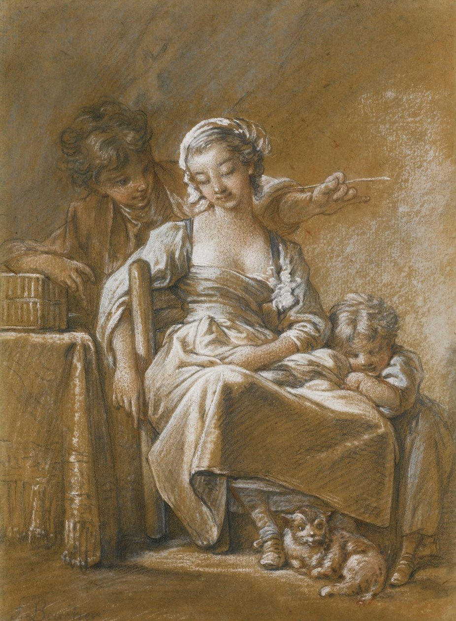 UMA MULHER NOVA ADORMECIDA EM UMA CADEIRA de François Boucher