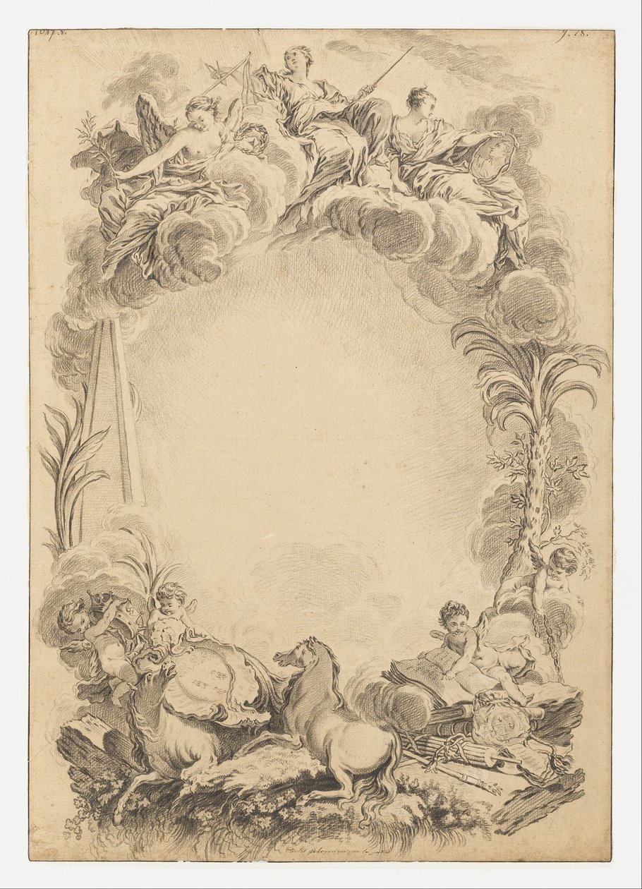 Design para um escudo em honra de William Earl Cowper de François Boucher