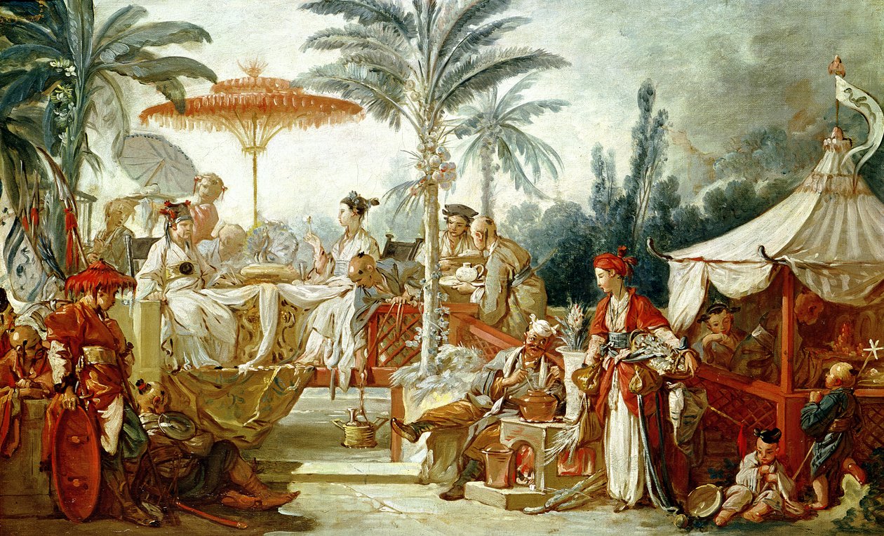 Festa do imperador chinês, estudo para um desenho de tapeçaria, c.1742 de François Boucher