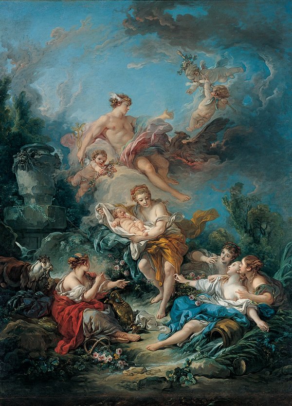 Kimbell Mercury Confidindo o Baco Infantil com as Ninfas de Nysa de François Boucher