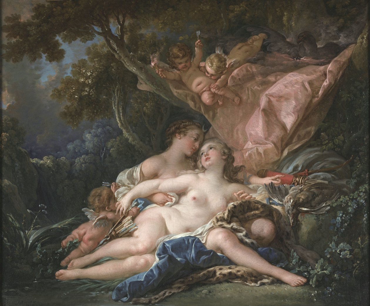 Ninfa Callisto, seduzida por Júpiter como Diane de François Boucher