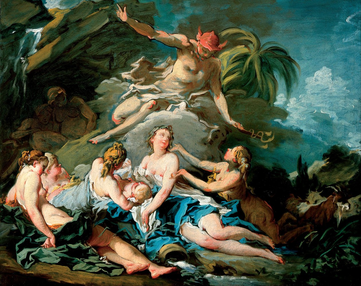Mercúrio Confiando o Baco Infantil nas Ninfas de Nysa de François Boucher