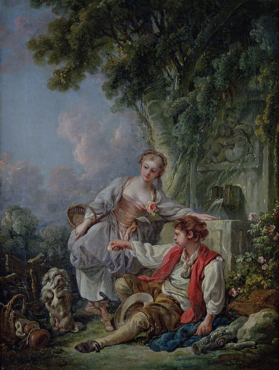 Obediência recompensada, ou a educação de um cão, 1768 de François Boucher