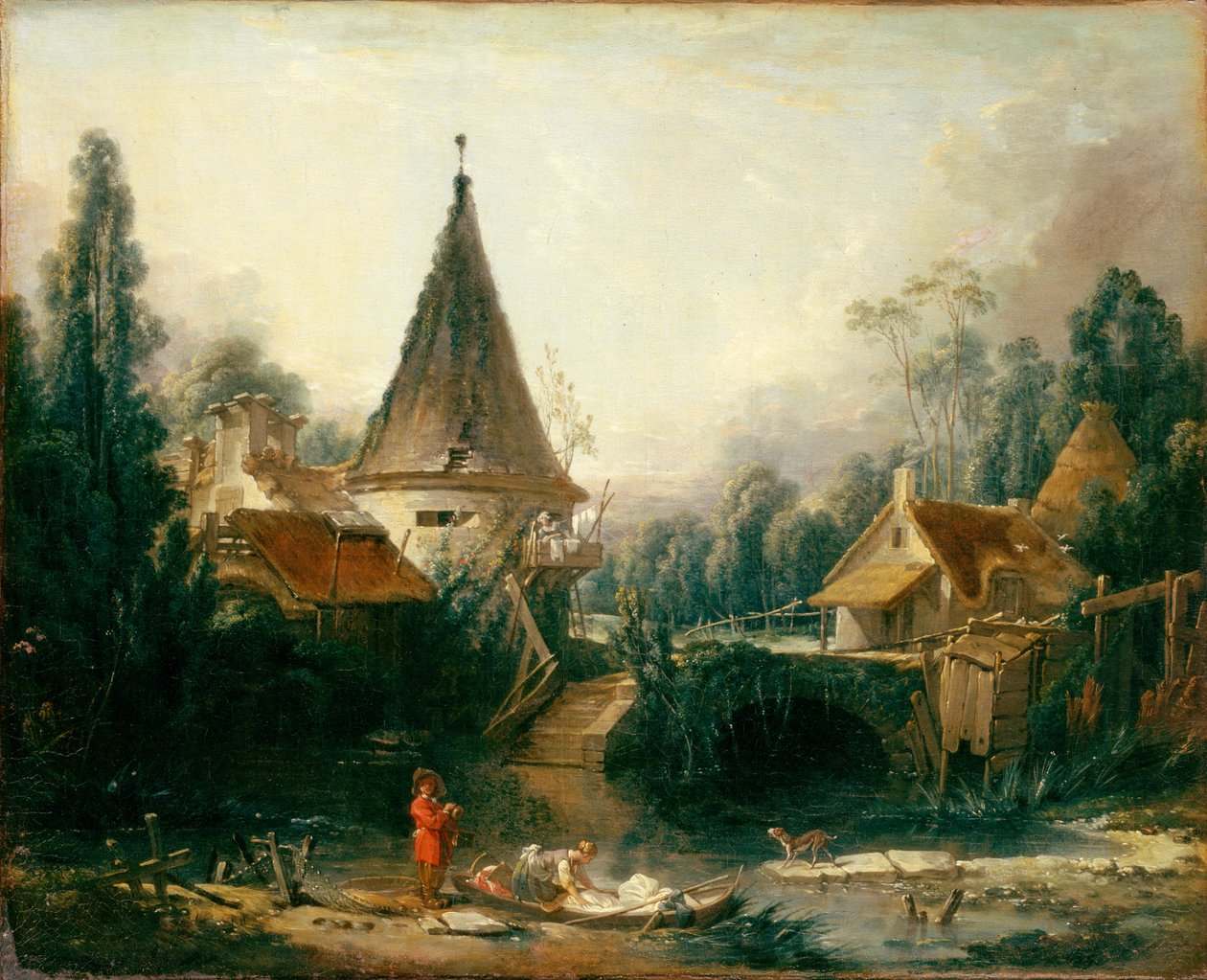 Paisagem, perto, beauvais de François Boucher