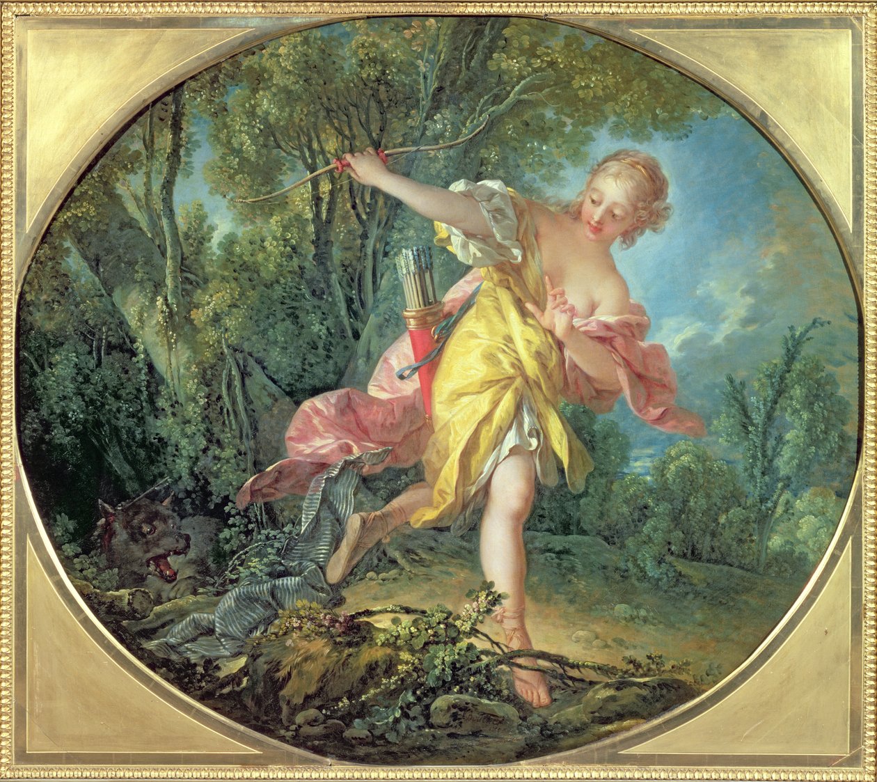 Rhea Sylvia fugindo do lobo, 1756 de François Boucher