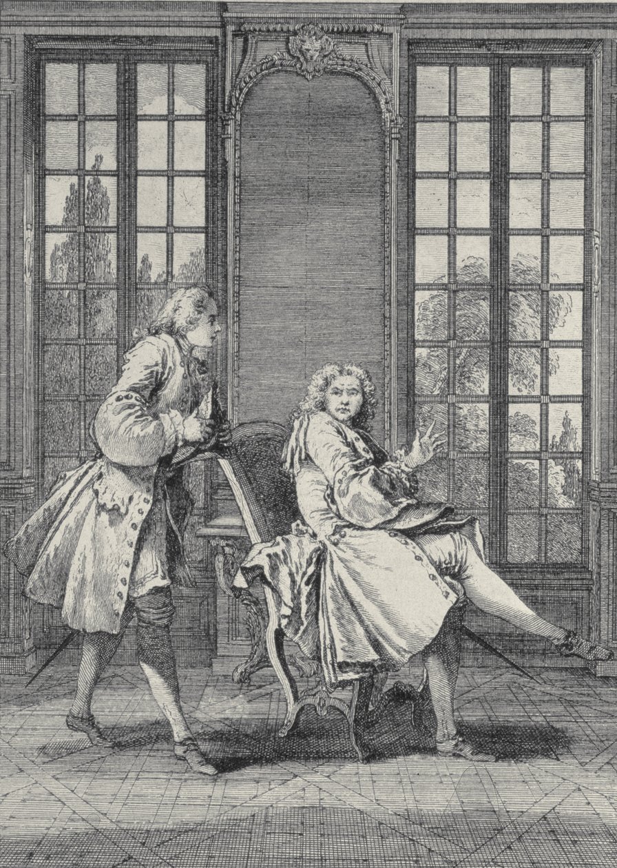 Cena de &39;Le Misanthrope&39; por Molière (1622-1673), gravada por Laurent Cars de François Boucher