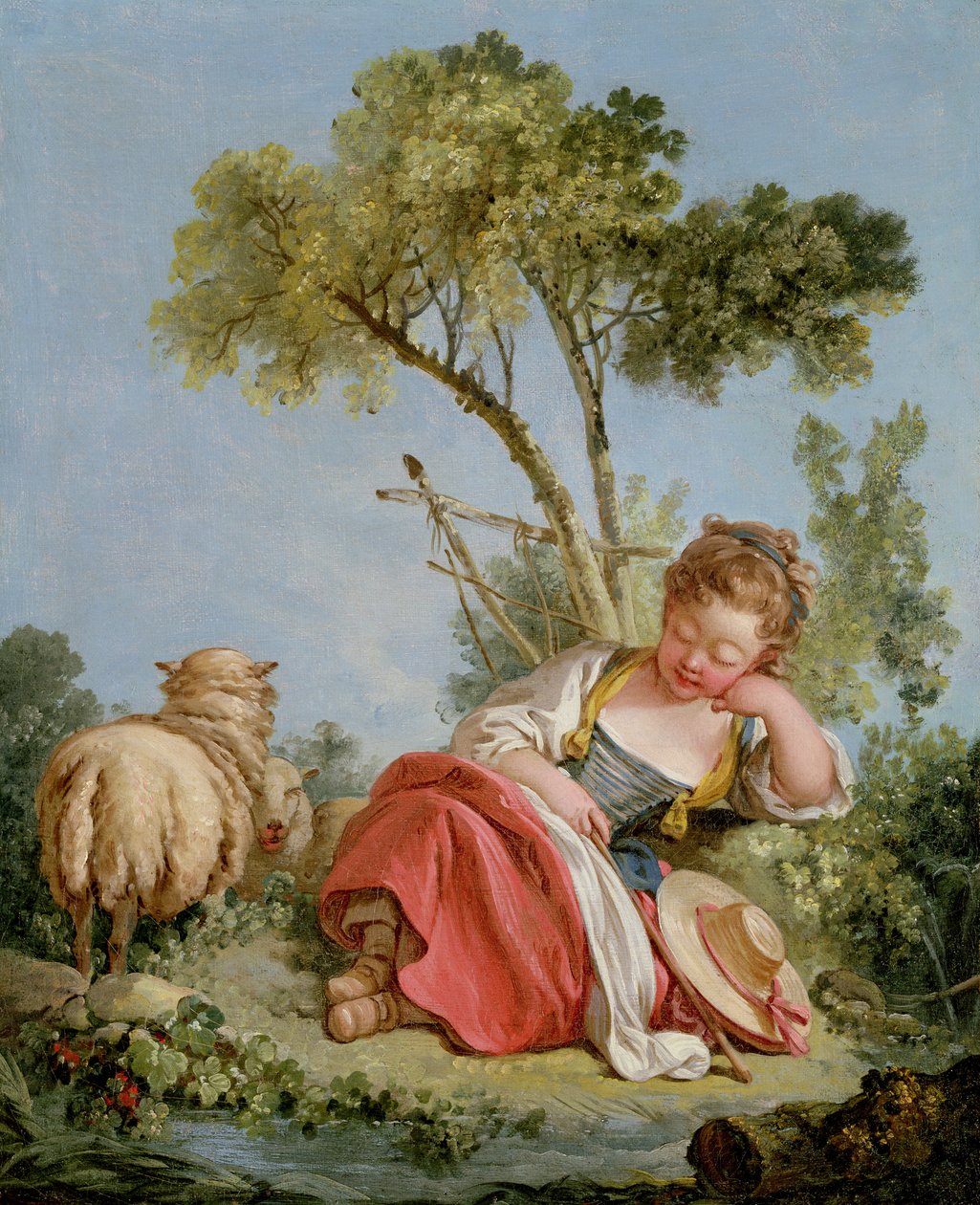 A pequena pastora, c.1754 (par de 90662) de François Boucher