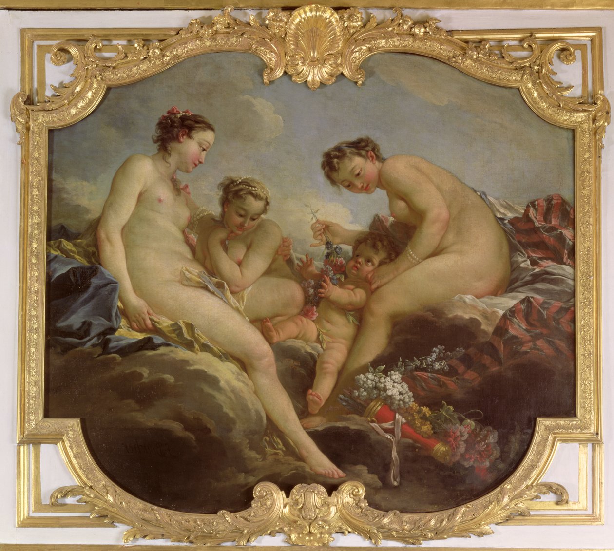 The Three Graces, painel decorativo do quarto da princesa de Rohan, c.1735-40 de François Boucher