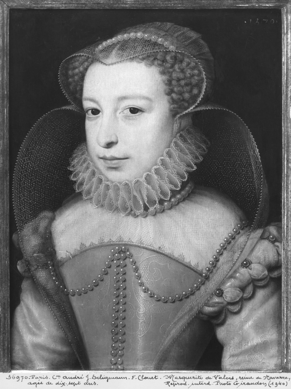 Marguerite de Valois (1553-1615) Rainha de Navarra, conhecida como Rainha Margot, 17 anos, 1570 de François Clouet