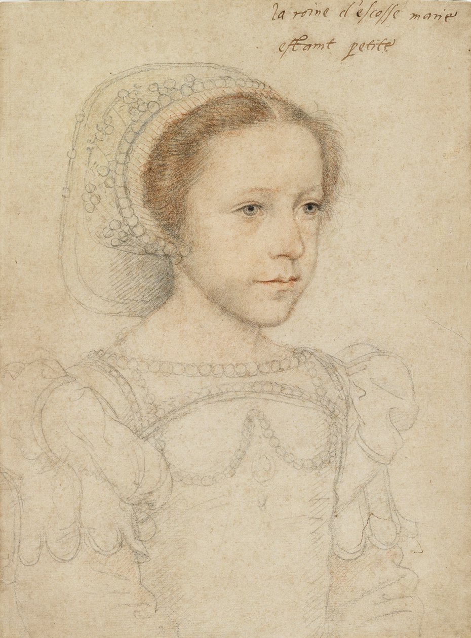 Retrato de Maria, Rainha dos Escoceses, c.1549 (giz preto e vermelho) de François Clouet