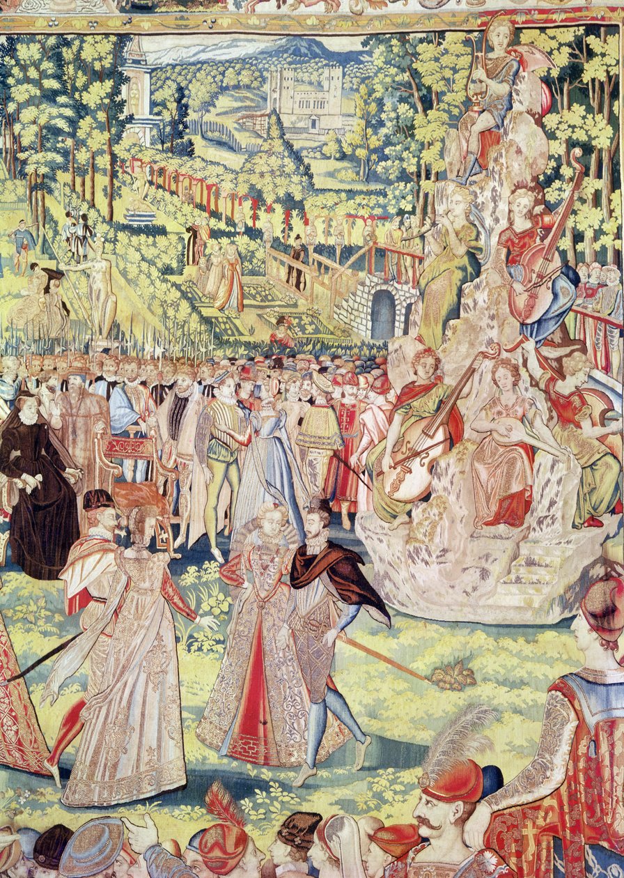 Corte Fête em Paris em 1573 para honrar os embaixadores poloneses na presença de Catarina de Médicis e Henrique III (tapeçaria) de François Quesnel