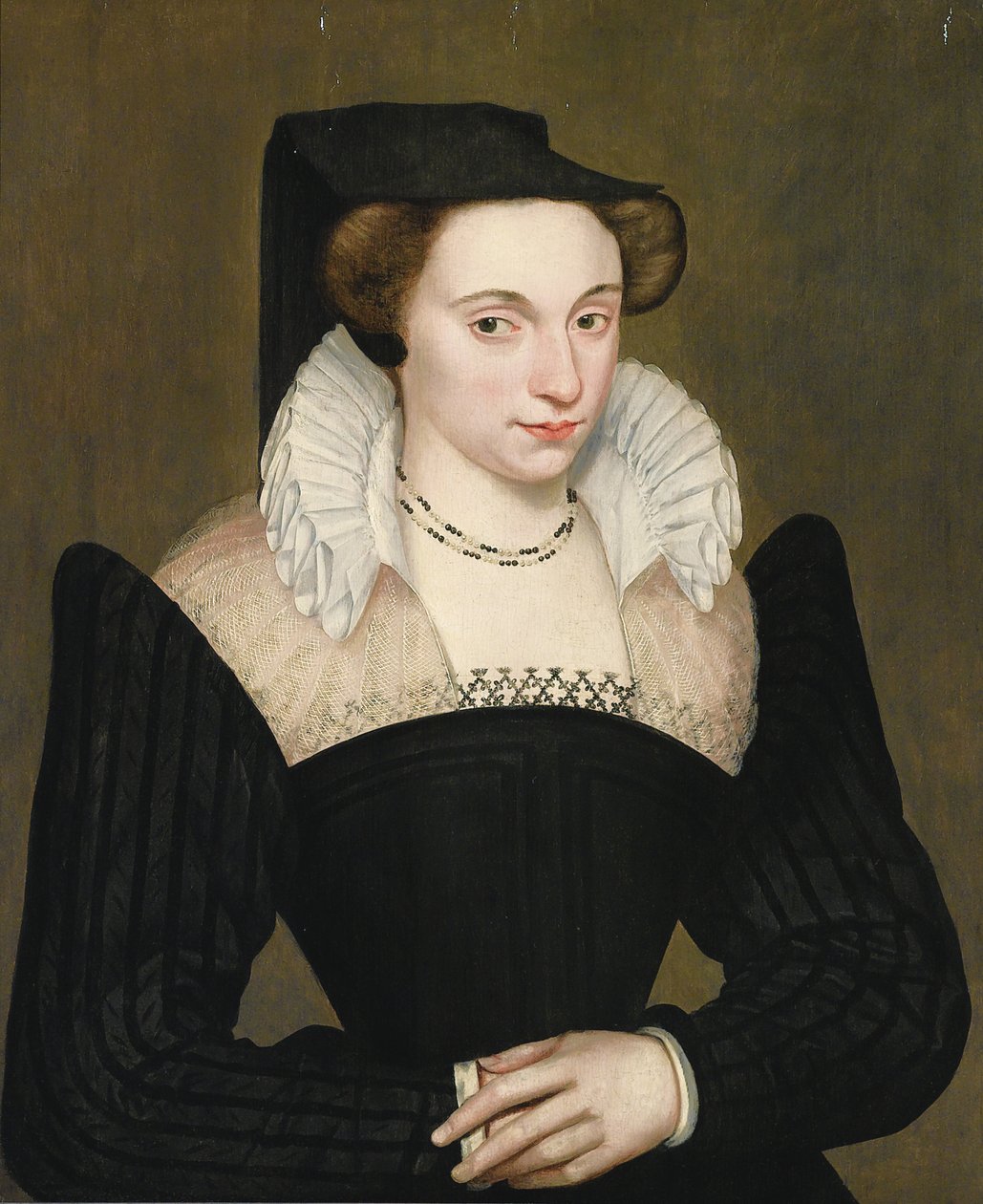 Retrato de uma senhora em um manto negro de François Quesnel