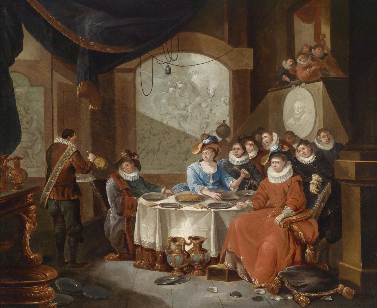 Uma companhia elegante durante uma refeição festiva de François Xaver Henri Verbeeck