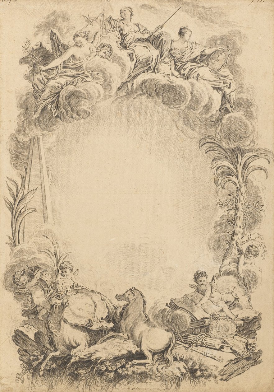 Design para um escudo em honra de William Earl Cowper (ca. 1665-1723) de François Boucher