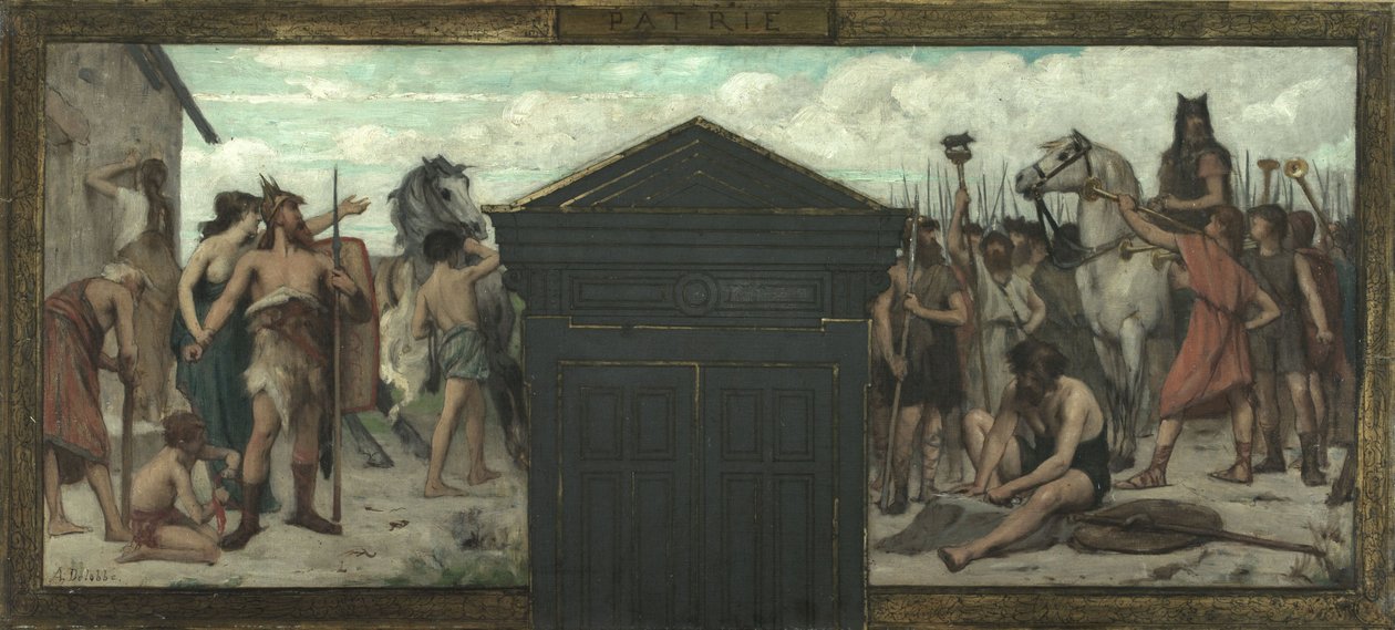 Esboço para a Câmara Municipal do 15º arrondissement: La Patrie, entre 1883 e 1884 (óleo sobre tela) de François Alfred Delobbe