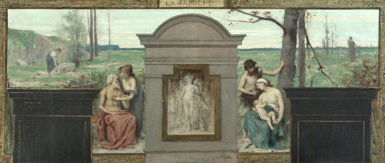 Esboço para a Câmara Municipal do 15º arrondissement: A Família, entre 1883 e 1884 (óleo sobre tela) de François Alfred Delobbe