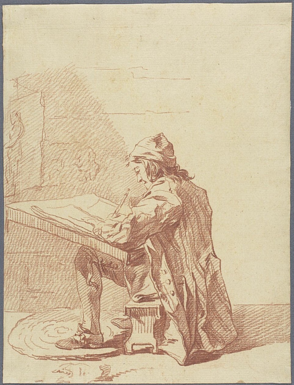 Um artista a desenhar no seu estúdio de François André Vincent