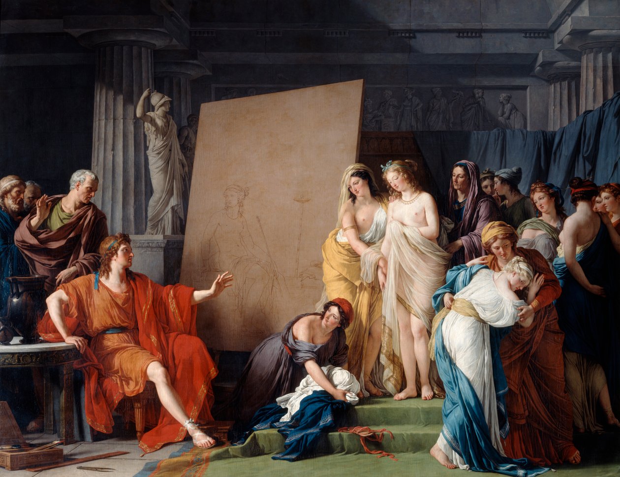 Zeuxis Escolhendo um Modelo das Belas Garotas de Croton, 1789 de François André Vincent