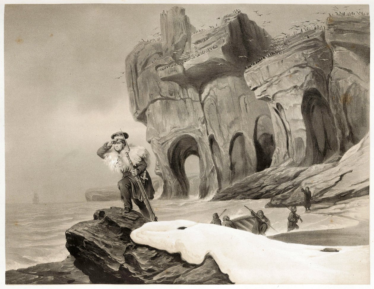 Bear Island de Voyages à Escandinávia, Lapônia, Spitzbergen e as Ilhas Feroe, pub. 1852 (gravura) de François Auguste Biard