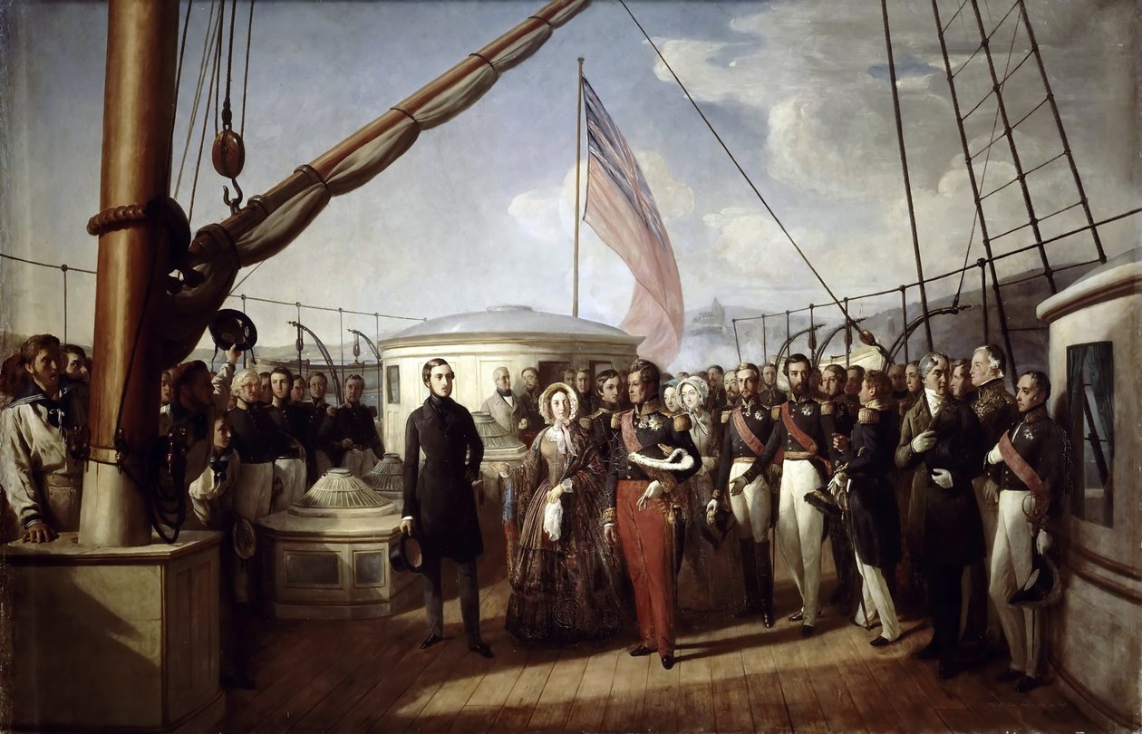 A rainha Vitória recebeu o rei Louis Philippe I a bordo do Royal Yacht, em 2 de setembro de 1843 de François Auguste Biard