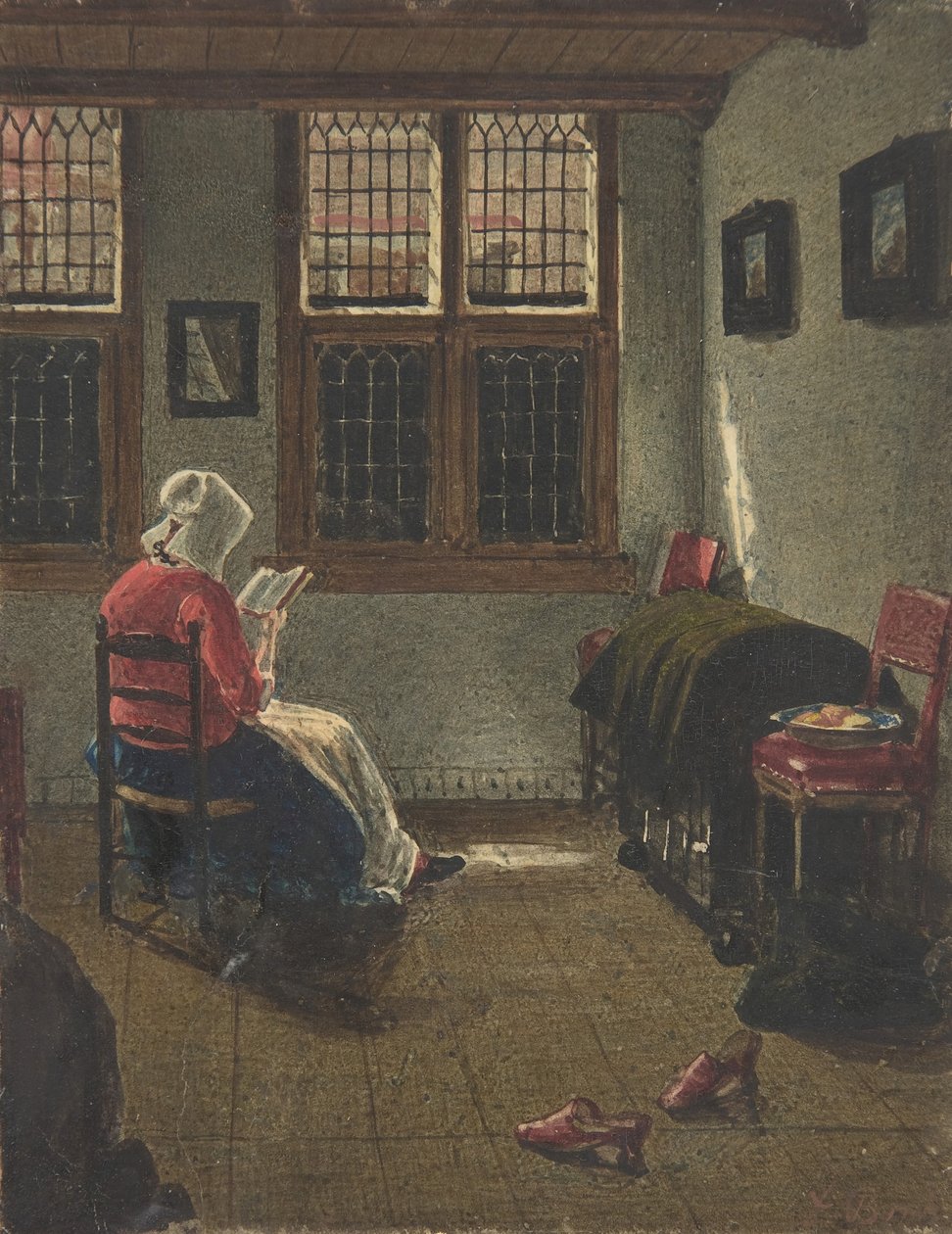 Uma mulher lendo, segundo Pieter Janssens Elinga, 1846-47. de François Bonvin