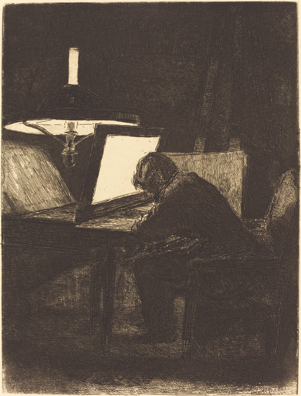 Printmaker (Le Graveur)porto de François Bonvin