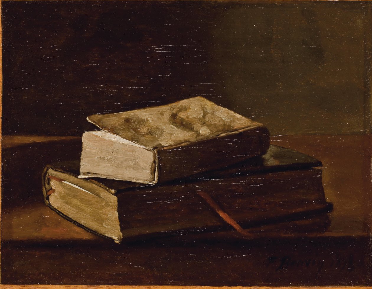 Natureza morta com dois livros, 1858 de François Bonvin