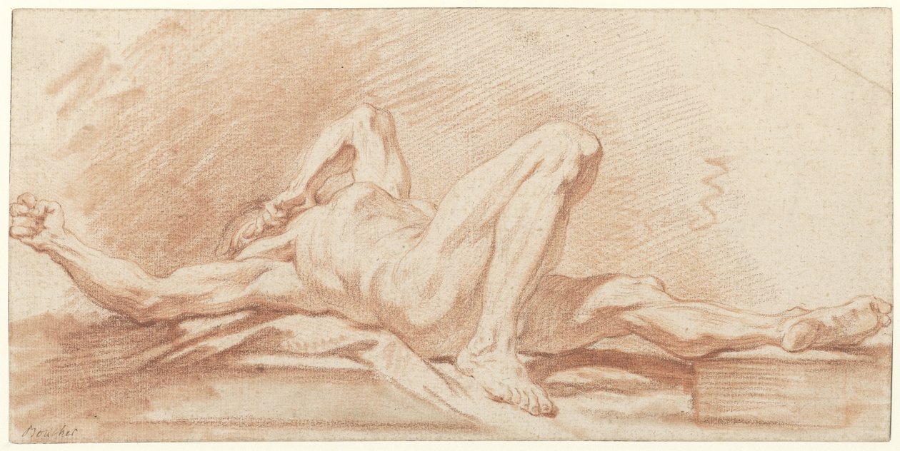 Estudo de um homem nu reclinado de François Boucher (possibly)